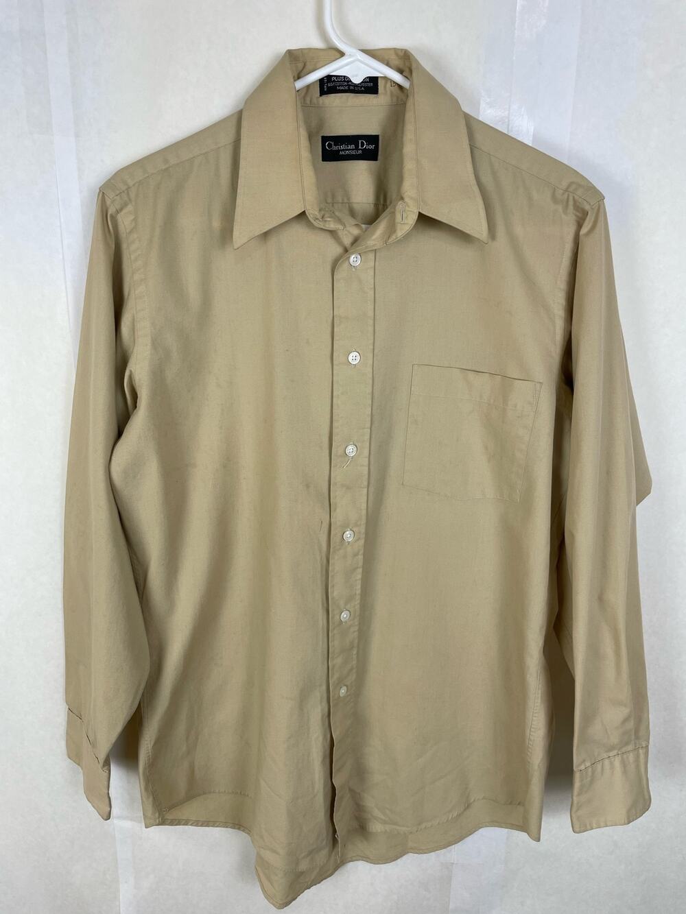 Christian Dior Monsieur tan Button Up Long Sleeved Dress Shirt